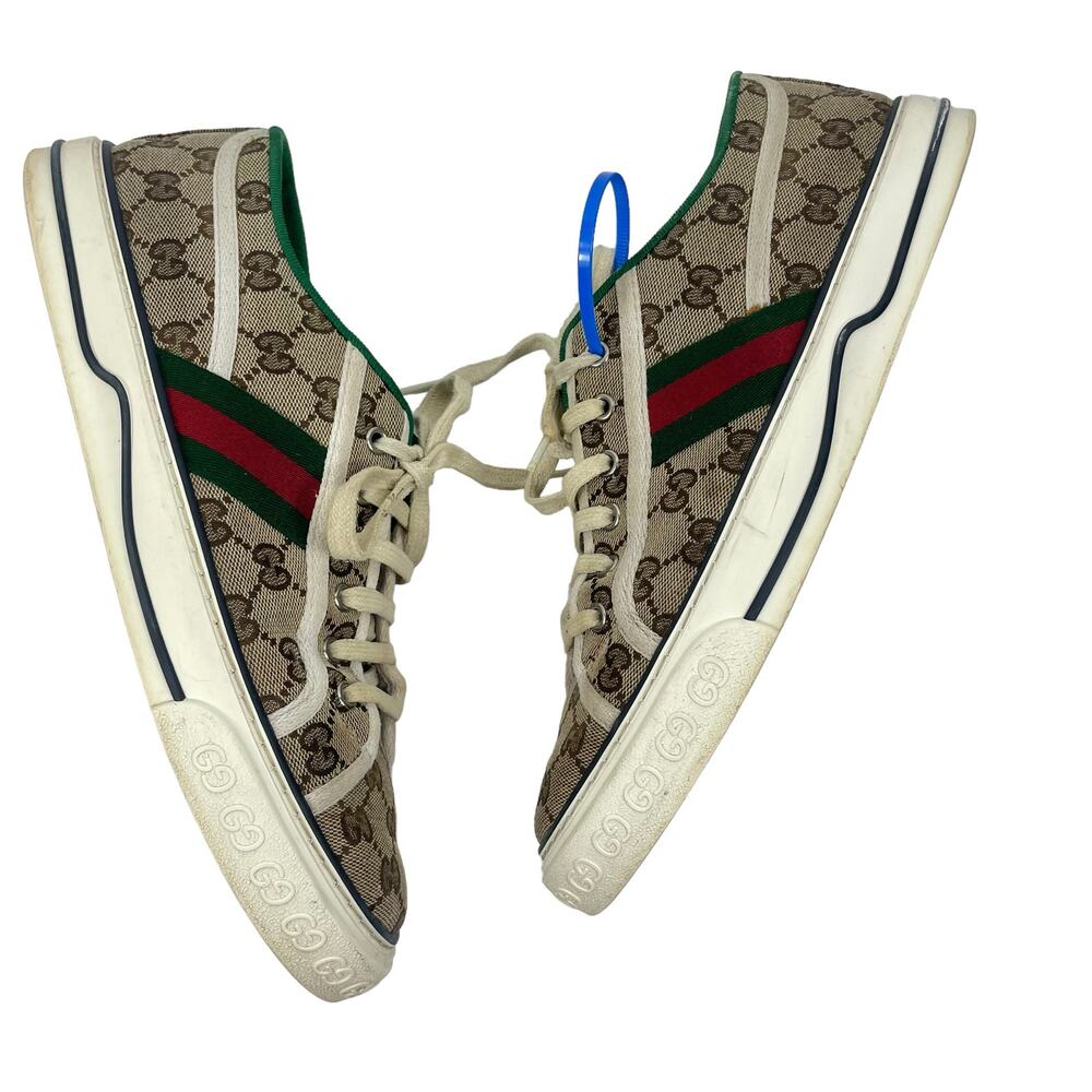 Gucci GG 1977 Tennis Sneakers Lace Up Beige Ebony Original Men Size 9/ 9.5 - Picture 7 of 14